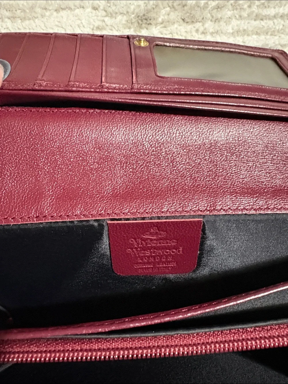 Vivienne Westwood Plum Leather Continental Wallet with Orb Emblem
